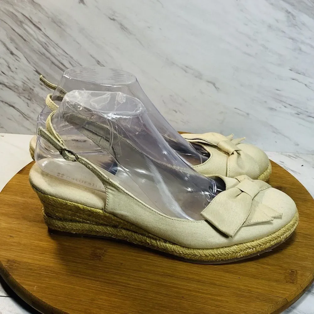 Naturalizer Bandene Natural color canvas slingback wedge 9M - Picture 2 of 7